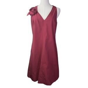 Walter Voulaz Dress Size 42 Red Solid Shift Sleeveless Knee Length